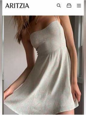 Aritzia Mint Green Mini Dress with Pink Wave Print